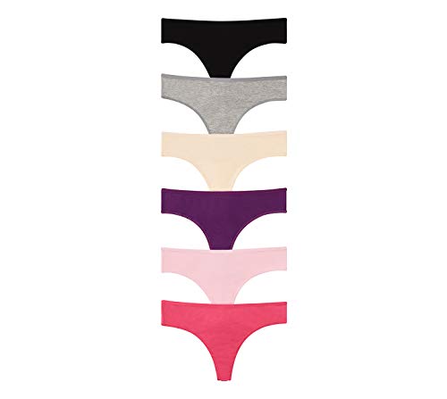 Nabtos Cotton Thongs for Women underwear G strings panties 6 Pack, Multi-color, 2XL/9