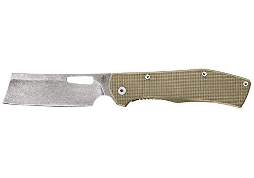 Gerber Gear 30-001495N Flatiron Folding Pocket Knife Cleaver, 3.6 Inch Blade, Desert Tan