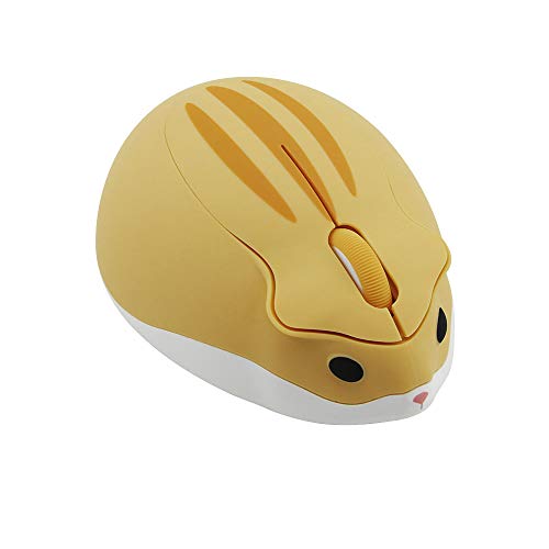 2.4GHz Wireless Mouse Cute Hamster Shape Less Noice Portable Mobile Optical 1200DPI USB Mice Cordless Mouse for PC Laptop Computer Notebook MacBook Kids Girl Men Women Mom Dad Gift (Yellow)