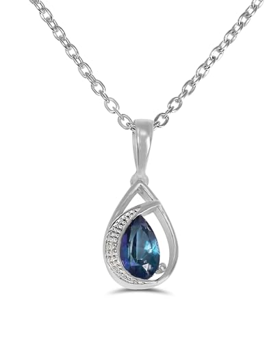 KOKAV 925 Sterling Silver Neptune Garden Mystic Topaz Diamond Pendant Necklace