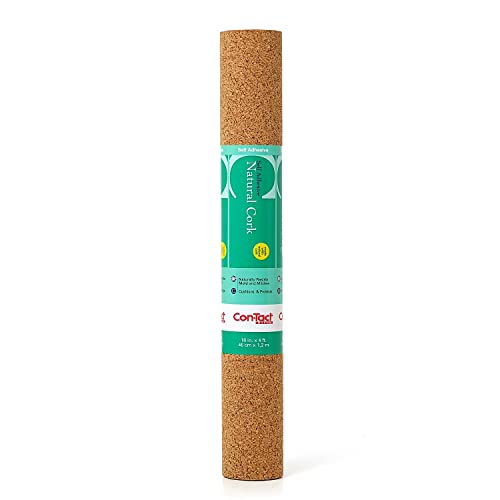 Con-Tact Brand Cork Roll, Self-Adhesive Cork Roll, Multi-Purpose Cork Shelf Liner, 18' x 4', Brown, Pack of 1