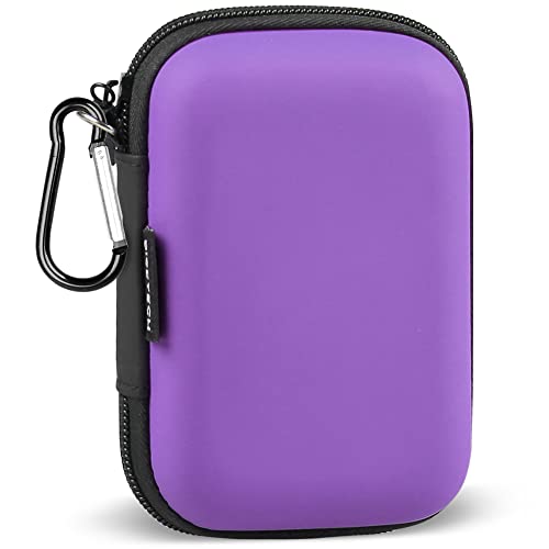 Hard EVA Earbud Case Earphone Carrying Case Holder Headphone Small Pouch Electronic Organizer Travel Bag for Phone Charger Cable, Cord, Bose Wired Earbuds, USB Flash Drive, SD Cards -Purple