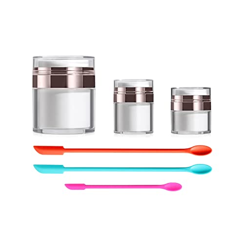 JPNK Airless Pump Bottles Empty Cosmetic Container with Silicone Spatula Set for Creams Gels Lotion Toiletry (Rose gold)