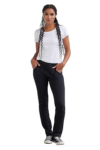 Fair Indigo Women's Organic Knit Pants with Pockets (M, Black)