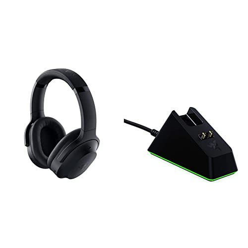 Razer Barracuda Pro Wireless Gaming & Mobile Headset (PC, Playstation, Switch, Android, iOS) Black & Mouse Charging Dock Chroma: Magnetic Dock with Charge Status RGB Lighting -Classic Black