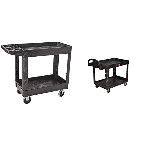 Rubbermaid Commercial Products 2-Shelf Utility/Service Cart, Small, Lipped Shelves & Commercial Products 2-Shelf Utility/Service Cart, Medium, Lipped Shelves