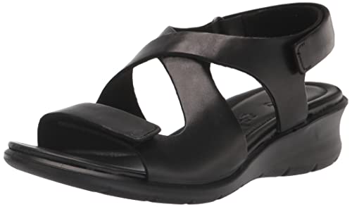 ECCO Women's Felicia Cross Wedge Sandal, Black, 8-8.5