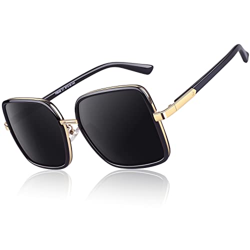 GQUEEN Trendy Oversized Square Frame Polarized Sunglasses Womens UV400
