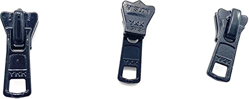Zipper Repair Kit - #5 YKK Vislon Molded Jacket Black Zipper Sliders - Color: Black - Choose Your Quantity - Made in The United States (3)