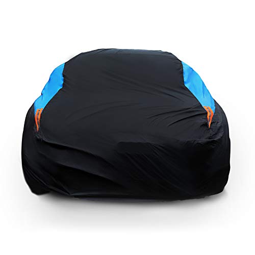 MORNYRAY Waterproof Car Cover All Weather Snowproof UV Protection Windproof Outdoor Full car Cover, Universal Fit for Sedan (Fit Sedan Length 194-206 inch, Blue)