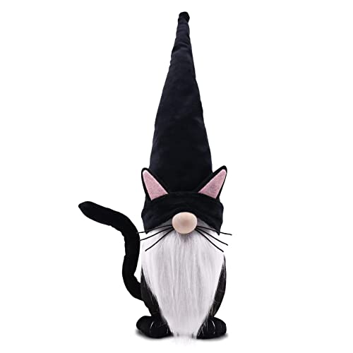 Upltowtme Black Cat Gnome Thanksgiving Christmas Decorations Collectible Figurines Gnome Plush Fall Farmhouse Home Gift for Women
