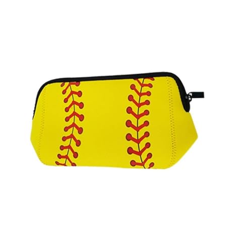 AJLTPA Cosmetic Bag Waterproof Neoprene Zipper Pouch Travel Portable Toiletry Makeup Bags Organizer Case for Women and Girls, Teen Girl Team Player Mom Coaches, Softball