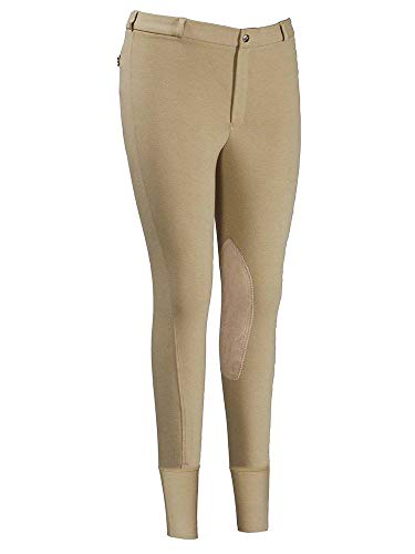 TuffRider Men's Cotton Knee Patch Breeches (Regular), Light Tan, 30