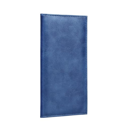 LLi Cufite Leather Checkbook Cover for Top & Side Tear Registers Duplicate Checks with Plastic Insert Flap Card Holder Pen Hoop Slim Wallet for Men Women