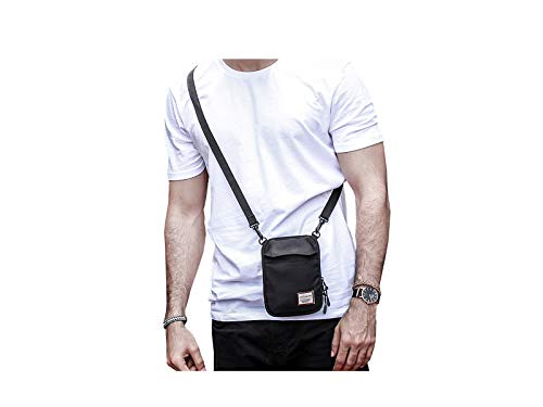 Small Crossbody Shoulder Bag for Men, Mini Messenger Bag for Cell Phone Travel Outdoor Hiking , Neck Pouch Passport Wallet with Adjustable and Removable Strap
