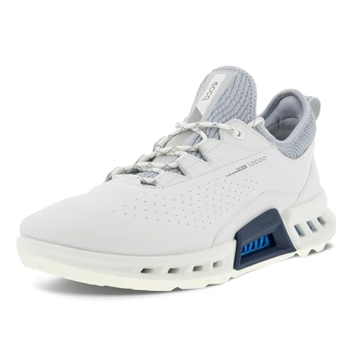 ECCO Men's Biom C4 Gore-TEX Waterproof Golf Shoe, White/Concrete, 12-12.5