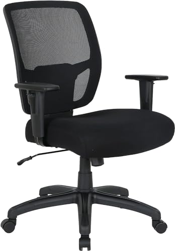 Amazon Basics Big and Tall Mesh Office Chair with Adjustable Arms and Lumbar Support, 400lbs Capacity, Black (Previously AmazonCommercial brand)
