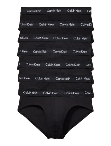 Calvin Klein Men's Cotton Stretch 7-Pack Hip Brief, Black, L