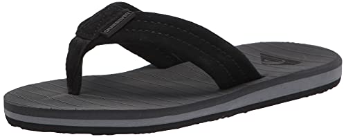 Quiksilver Boy's Carver Suede Fixed Strap Kids Flip Flop Youth Sandal, Grey 1, 6 Big