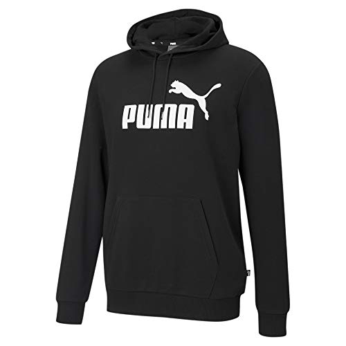 PUMA mens Essentials Light Weight Big Logo Hoodie Hooded Sweatshirt, Big Logo/Black, X-Large US