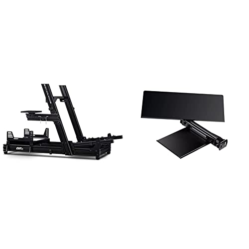 Next Level Racing GTElite Racing Simulator Cockpit- Wheel Plate Edition (NLR-E022) & F-GT Elite Keyboard and Mouse Tray Carbon Grey (NLR-E010) - PC