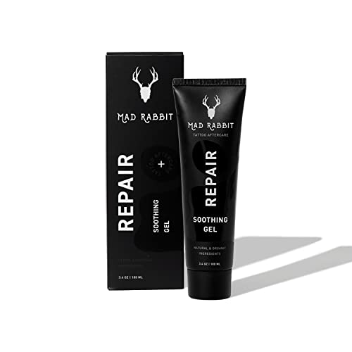 Mad Rabbit Tattoo Aftercare Soothing Gel & Moisturizer As Seen on Shark Tank - Premium Tattoo Supplies for New Tattoo Repair, Healing, Anti Itch - Tattoo Care Gel Made with Natural Ingredients