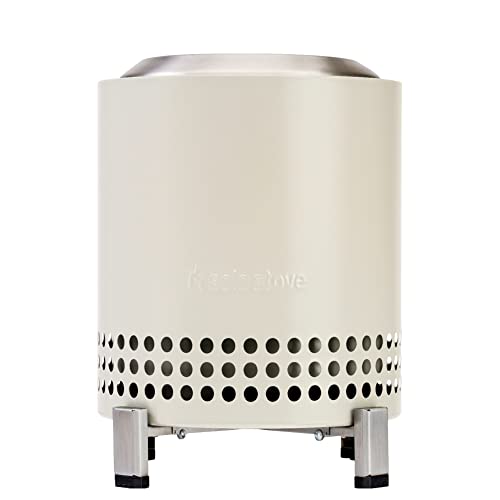 Solo Stove Mesa XL Tabletop Fire Pit with Stand | Low Smoke Outdoor Mini Fire for Urban | Fueled by Pellets or Wood, Safe Burning, Stainless Steel, with Travel Bag, H: 8.6' x D: 7', 2.3 lbs, Bone