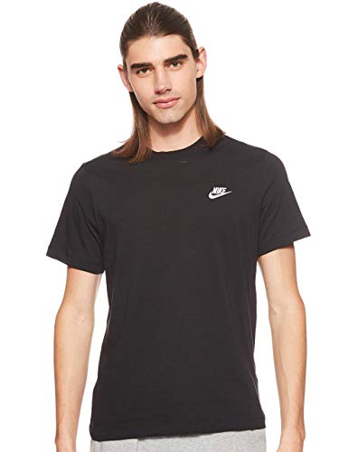 Men's Nike Sportswear Club T-Shirt, Nike Shirt for Men with Classic Fit, Black/White, M