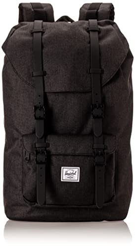 Herschel Little America Laptop Backpack, Black Crosshatch/Black Rubber, Mid-Volume 17.0L