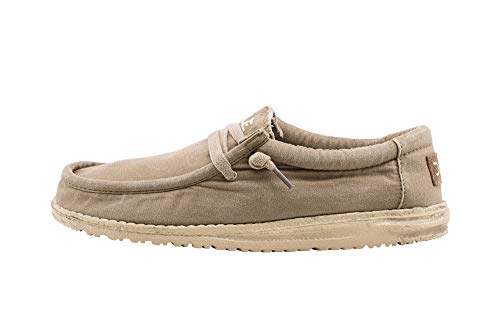 Hey Dude Men's Wally Canvas Chestnut Size 10 | Men’s Shoes | Men's Lace Up Loafers | Comfortable & Light-Weight