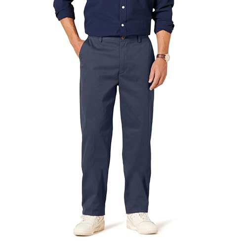 Amazon Essentials Men's Classic-Fit Wrinkle-Resistant Flat-Front Chino Pant (Available in Big & Tall), Navy, 35W x 30L