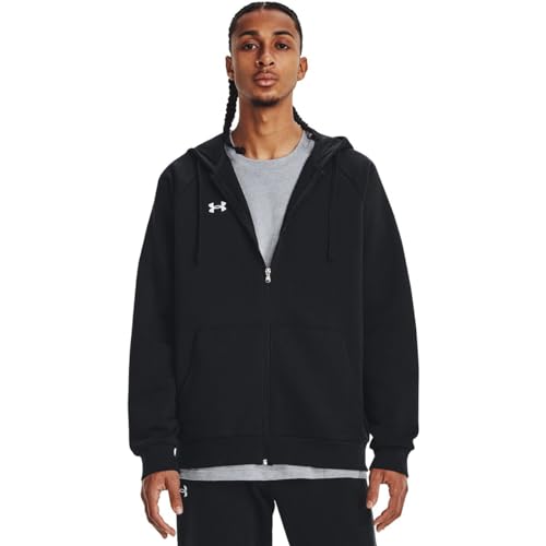 Under Armour Men's Rival Fleece Full Zip Hoodie, (001) Black / / White, Large