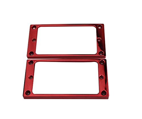 Guyker Flat Metal Humbucker Pickup Mounting Ring Set - Bridge Neck Pickups Cover Frame Replacement Part for Electric Guitar or Precision Bass(2PCS, Rose Red)