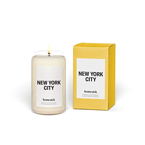 Homesick New York City Scented Candle - 13.75 oz Lemon, Grapefruit & Jasmine Scented Natural Soy Wax Blend Candle - Premium New York Souvenirs for Women, Men, Friends, Family, Colleagues, Couples