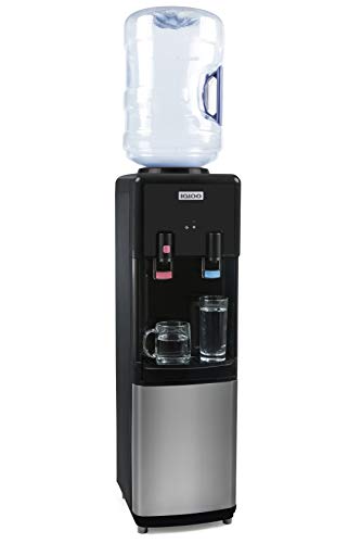 Igloo Top Loading Hot and Cold Water Dispenser - Water Cooler for 5 Gallon Bottles and 3 Gallon Bottles - Includes Child Safety Lock - Water Machine Perfect for Home, Office, & More - Black