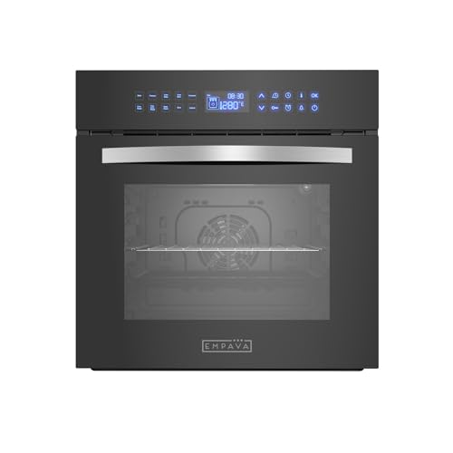 Empava 24' 10 Cooking Functions W/Rotisserie Electric LED Digital Display Touch Control Built-in Convection Single Wall Oven, 24WOC17, Black