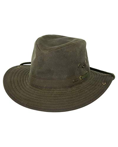 Outback Trading Standard 1497 River Guide UPF 50 Waterproof Breathable Outdoor Cotton Oilskin Hat, Sage, Medium