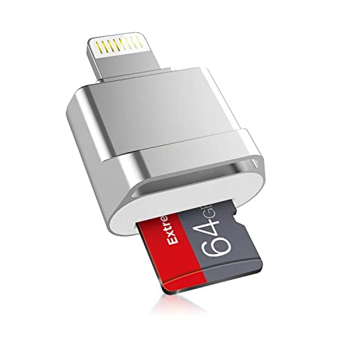 Micro SD Card Reader for iPhone iPad,[Apple MFi Certified] Lightning to Micro SD/TF Card Reader Viewer Adapter Memory Card Reading for iPhone 13/12/Pro/11/X/XR/Max/8 Support iOS 13 and exFAT & FAT32