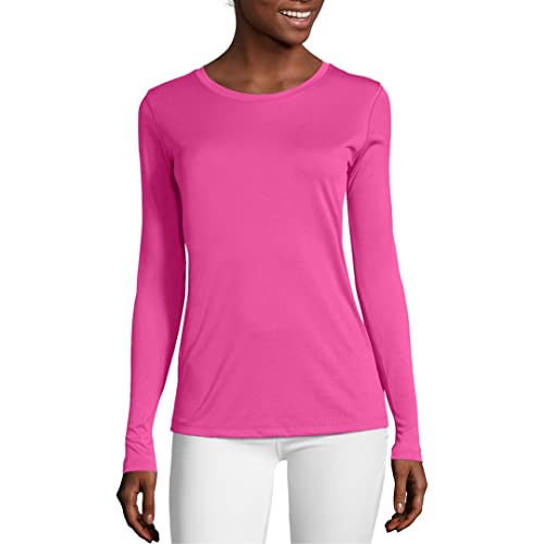 Hanes womens Sport Cool Dri Performance Long Sleeve T-shirt T Shirt, Wow Pink, Medium US