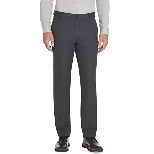 Van Heusen mens Slim Fit Stretch Flat Front Traveler Dress Pants, Charcoal, 36W x 34L US