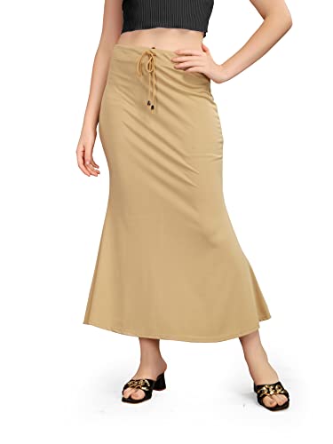 Kipzy Lycra Saree Shapewear, Petticoat for Women,Petticoat, Silhouette, Skirts for Women (Beige, M)