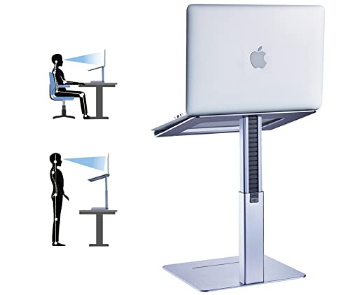 DJ Laptop Stand Adjustable Height, Laptop Raised Stand for for Desk, Standing & Sitting Mode, Laptop Riser Stand of Elevated Stand, Tall, Strong and Airflow Even for 17 inch