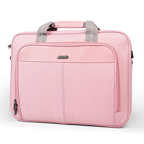 Targus 15-16 Inch Classic Slim Laptop Bag, Pink - Ergonomic Briefcase and Messenger Bag - Spacious Foam Padded Laptop Bag for 16' Laptops and Under (TCT027US)
