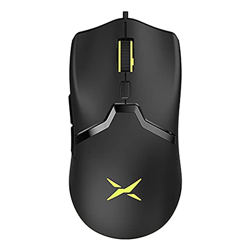 DeLUX M800BU 58G(2.05 OZ) Wired Lightweight Gaming Mouse, with PMW3389 16000DPI, Ultralight Weave Cable, 6 Programmable Buttons and RGB Light, Ambidextrous Mice for Claw and Finger Grip (Black)