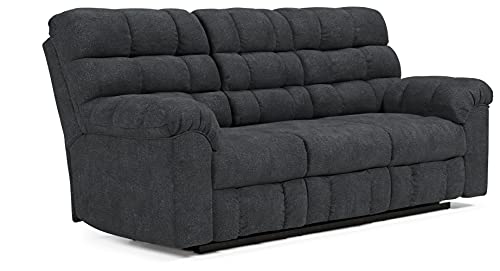 Signature Design by Ashley Wilhurst Reclining Sofa with Drop Down Table, Dark Gray