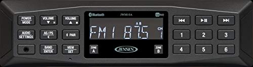 Jensen JWM10A AM/FM | AUX | Bluetooth | APP Ready Wallmount Stereo, 4x 6W, 30 Programmable Station Presets (18FM/12AM), Receives Bluetooth Audio (A2DP) and Controls (AVRCP) from Devices (Renewed)