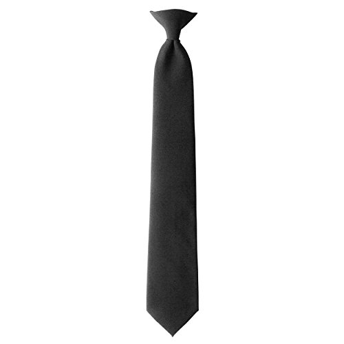 Jacob Alexander Uniform Solid Clip-On Tie with Buttonholes - Regular 20 inch - Black
