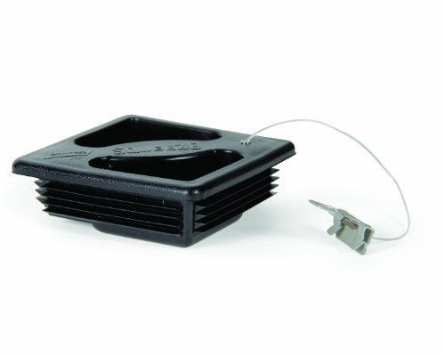 Camco No Insect Bumper Cap with Saver | Features Small Holes to Increase Airflow and Block Insects | Easy Installation and Removal | Fits Standard RV 4-inch Square Bumpers | Black (40324)