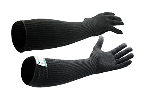 Kezzled- Designer Glove with Extended Arm Sleeves, Cut/Scratch/Heat Resistant with UV Protectors Abrasion Safety for Fireresistance – Black, Pair, One Size, Made with Glass & Kevlar by DuPont
