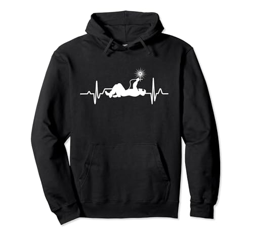 Welder Heartbeat Funny Metalworker Welding Welders Gift Men Pullover Hoodie